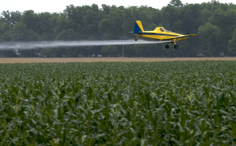 Arial crop duster at work